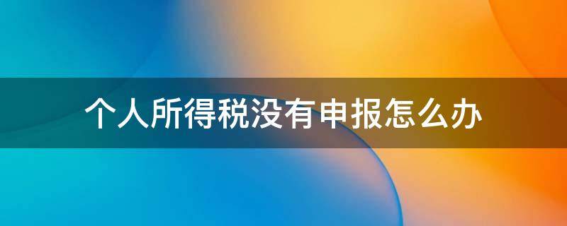 个人所得税没有申报怎么办 个人所得税没有申报怎么办