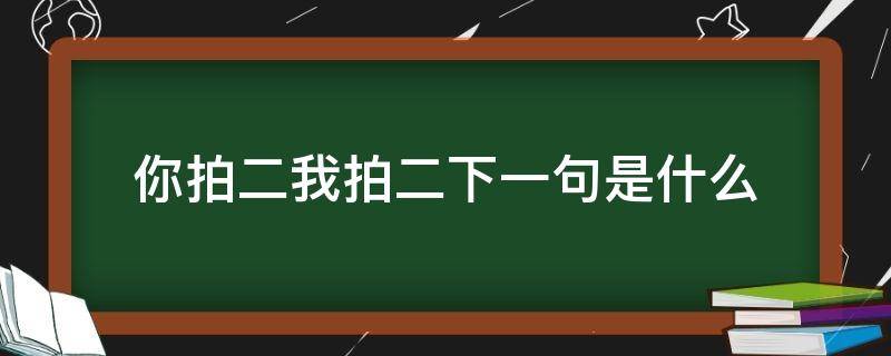 你拍二我拍二下一句是什么 你拍二我拍二下一句是什么自己编