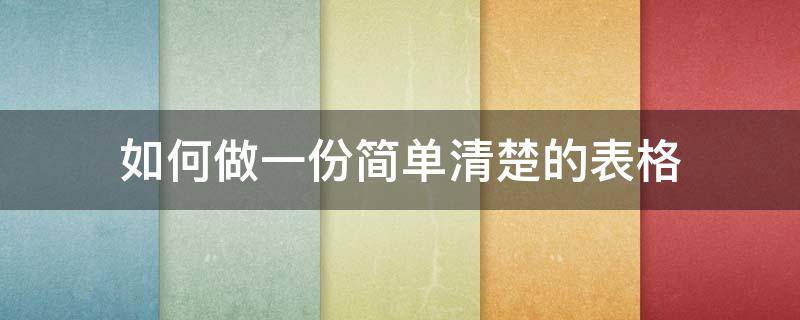 如何做一份简单清楚的表格（如何做一份简单清楚的表格视频）