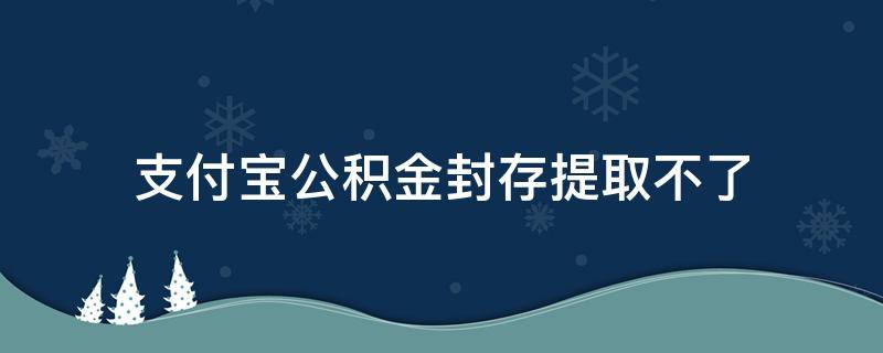 支付宝公积金封存提取不了（支付宝公积金封存提取不了怎么办）