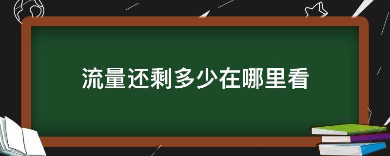 流量还剩多少在哪里看（流量还剩多少在哪里看苹果）