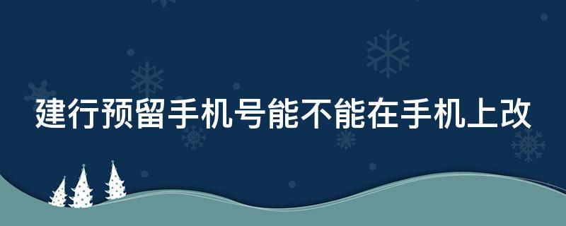 建行预留手机号能不能在手机上改（人工客服能改预留手机号码）