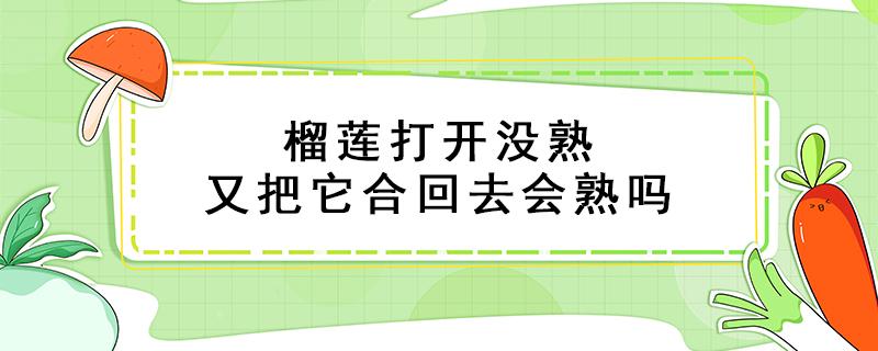 榴莲打开没熟又把它合回去会熟吗 榴莲打开之后没完全熟