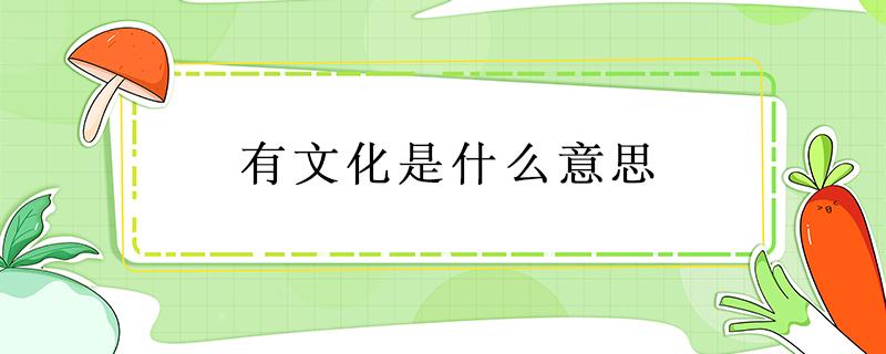 有文化是什么意思 说一个人有文化是什么意思