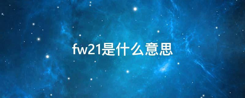 fw21是什么意思（FW2021是什么意思）