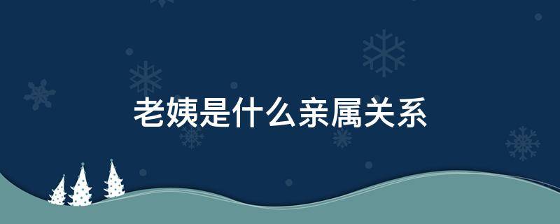 老姨是什么亲属关系 姨的亲属关系