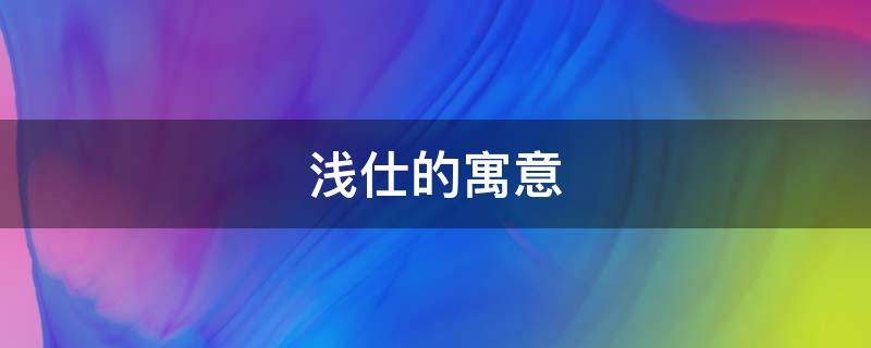 浅仕的寓意（仕字寓意和含义）