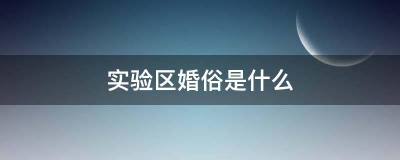 实验区婚俗是什么（实验区婚俗是什么意思）