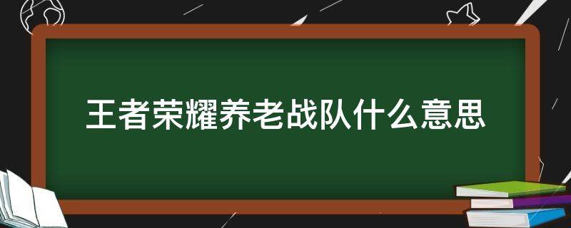 王者荣耀养老战队什么意思（王者荣耀养老战队是什么意思）