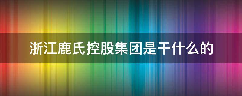 浙江鹿氏控股集团是干什么的（浙江鹿氏控股集团有限公司董事长是谁）