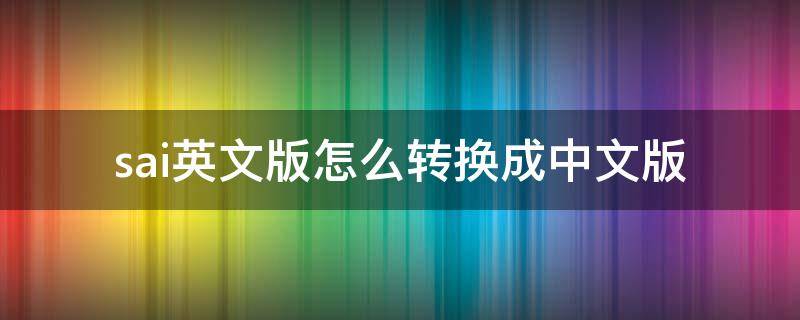 sai英文版怎么转换成中文版 sai软件电脑版怎么翻译成中文