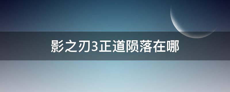 影之刃3正道陨落在哪（影之刃3正道陨落中途退出）