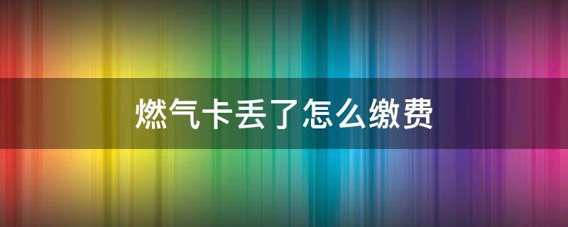 燃气卡丢了怎么缴费（天然气缴费卡丢失如何缴费）