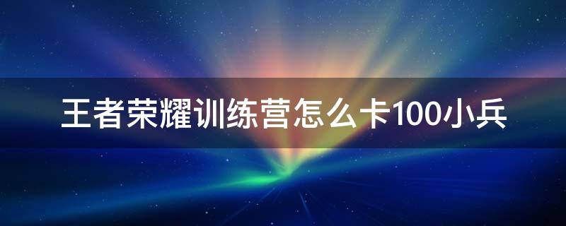 王者荣耀训练营怎么卡100小兵（王者荣耀训练场怎么弄出100个小兵）