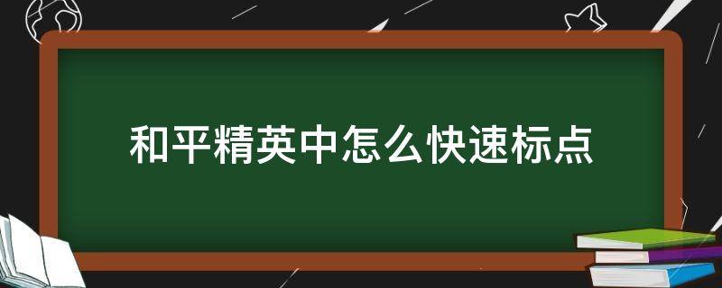 和平精英中怎么快速标点（和平精英里怎么快速标点）