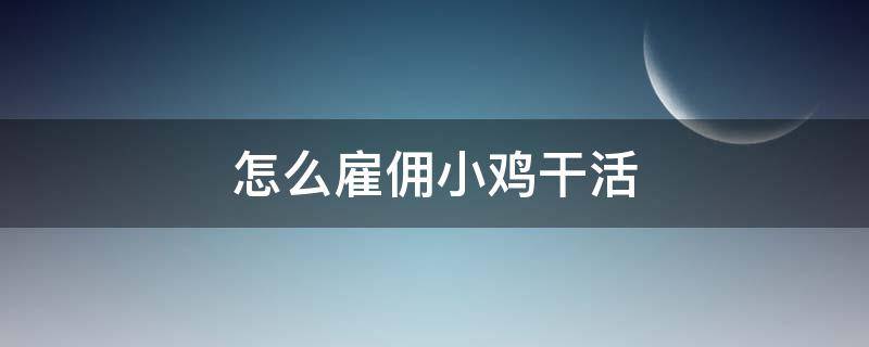 怎么雇佣小鸡干活 如何雇佣小鸡