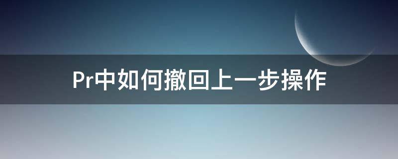 Pr中如何撤回上一步操作 pr怎么撤回下一步