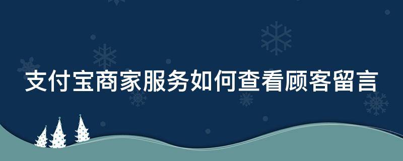 支付宝商家服务如何查看顾客留言 支付宝商家服务怎么看顾客留言