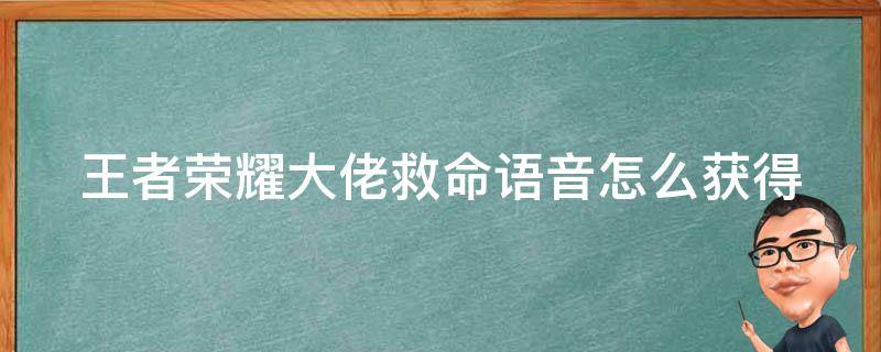 王者荣耀大佬救命语音怎么获得 王者荣耀中大佬救命语音怎么得