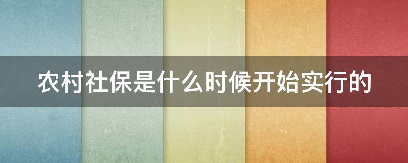 农村社保是什么时候开始实行的 农村社保是哪年开始