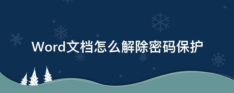 Word文档怎么解除密码保护（word文档受密码保护怎么解除）