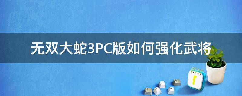 无双大蛇3PC版如何强化武将 无双大蛇3 武器强化