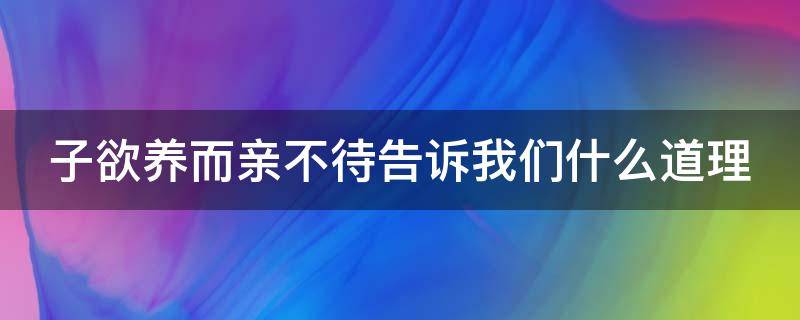 子欲养而亲不待告诉我们什么道理 树欲静而风不止,子欲养而亲不待!