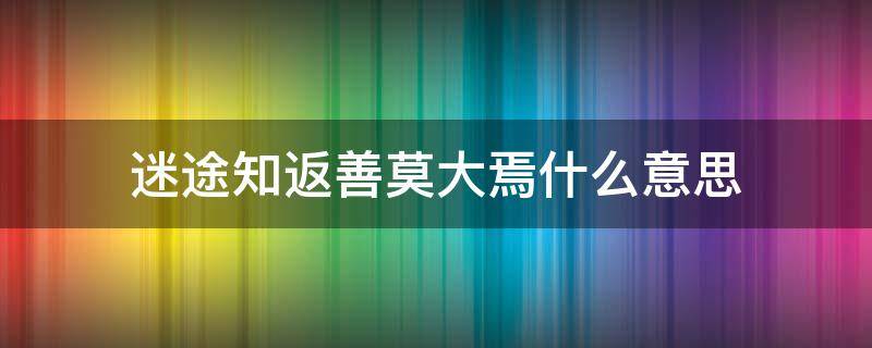 迷途知返善莫大焉什么意思（迷途知返善莫大焉的反义词）