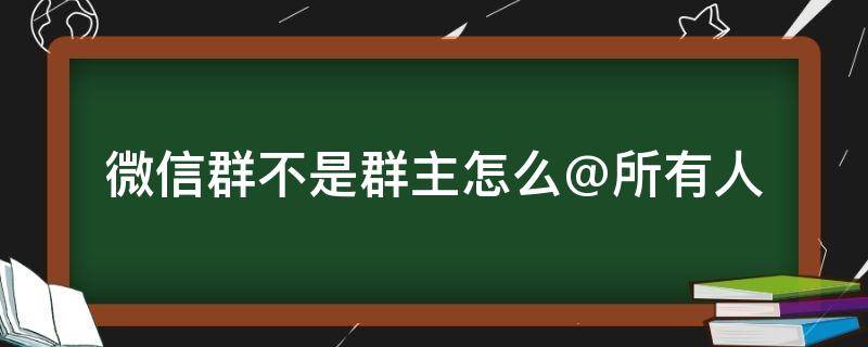 微信群不是群主怎么@所有人（苹果手机微信群不是群主怎么@所有人）