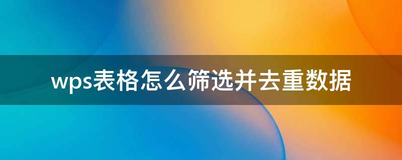 wps表格怎么筛选并去重数据（wps表格筛选去除重复数据）