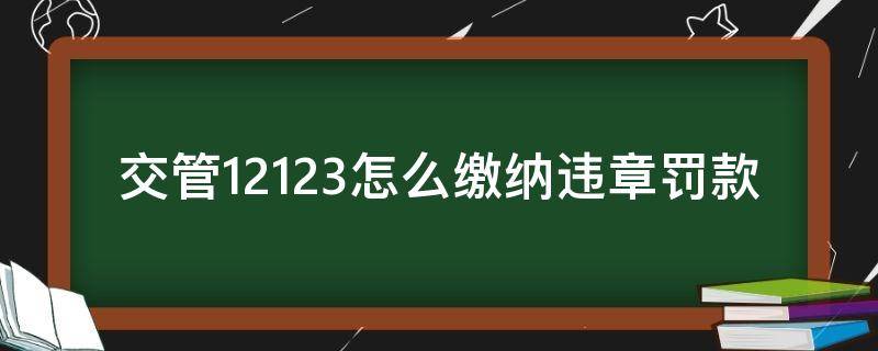 交管12123怎么缴纳违章罚款 12123交违章罚款怎么交