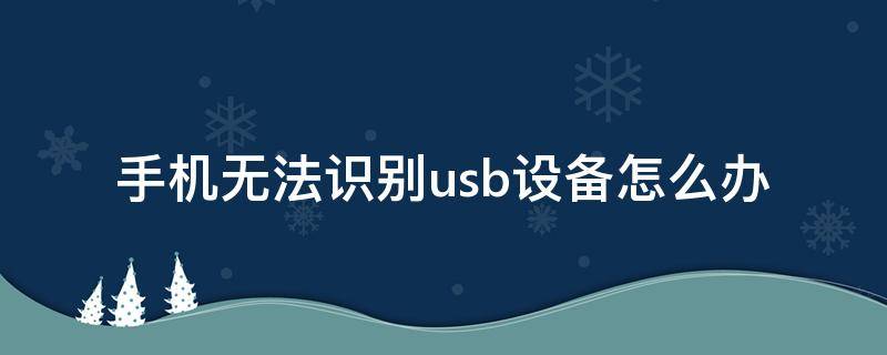 手机无法识别usb设备怎么办 手机无法识别USB