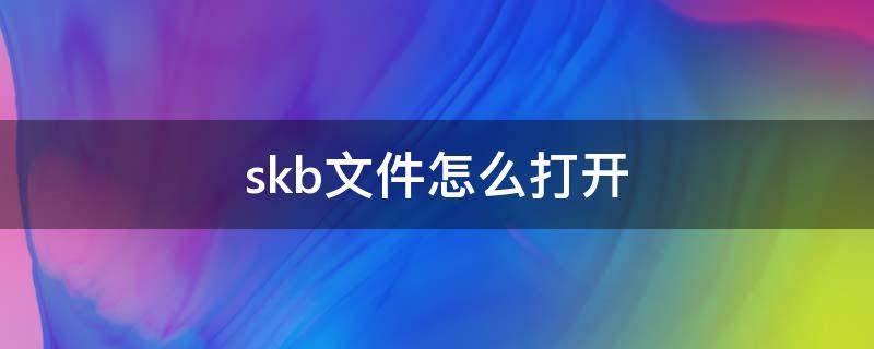 skb文件怎么打开 skb文件怎么用手机打开