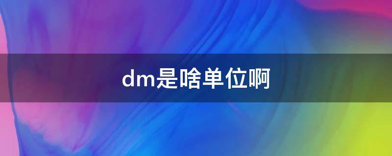 dm是啥单位啊（dm这个单位是什么意思）