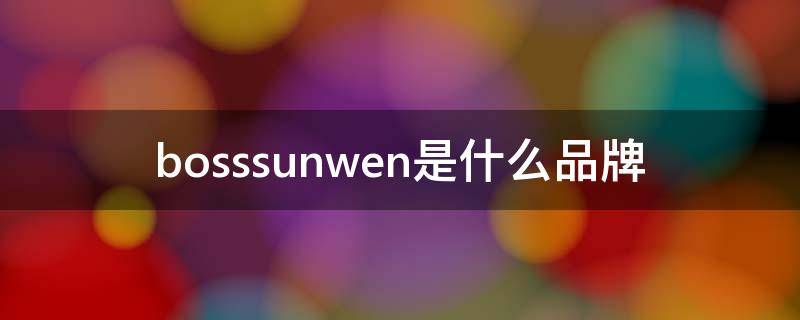 bosssunwen是什么品牌 bosssunwen和boss区别