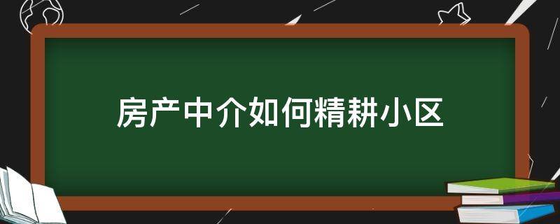 房产中介如何精耕小区（房源精耕与维护技巧）