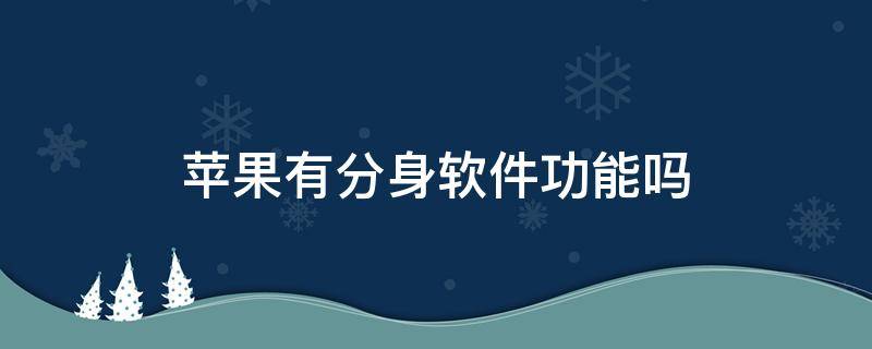 苹果有分身软件功能吗 苹果有软件分身嘛