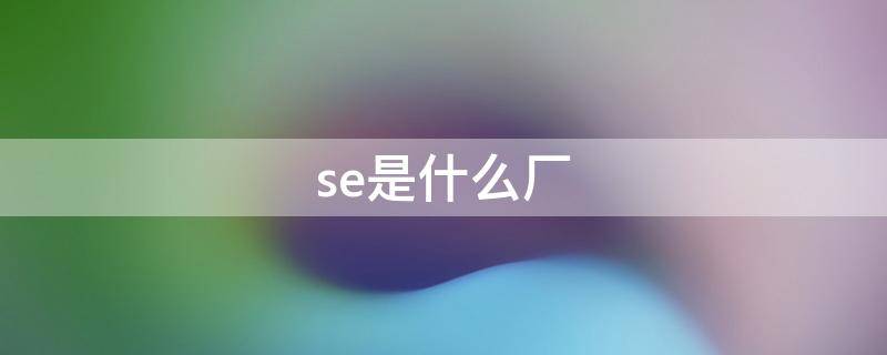 se是什么厂 se是啥牌子