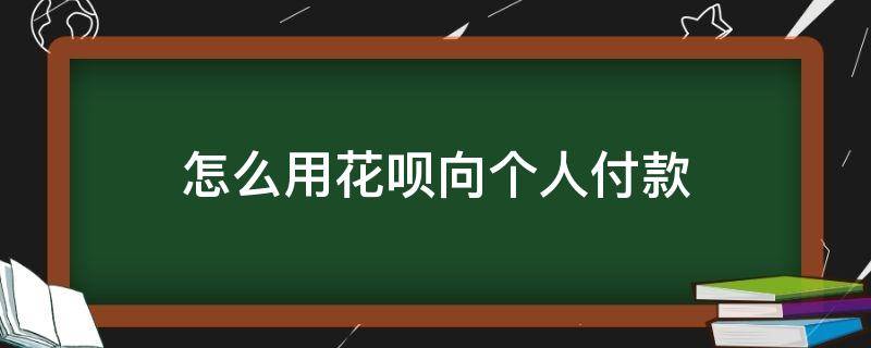 怎么用花呗向个人付款 如何用花呗向个人付款