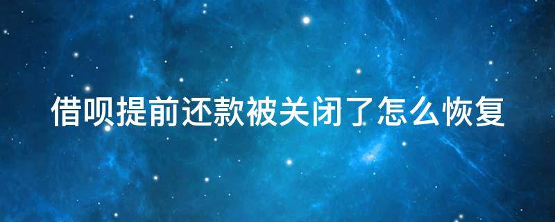 借呗提前还款被关闭了怎么恢复（借呗提前还款被关闭了怎么恢复使用）