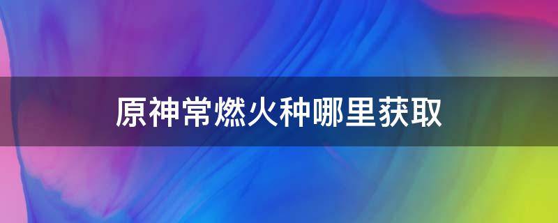 原神常燃火种哪里获取 原神常燃火种