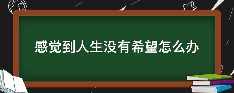 感觉到人生没有希望怎么办（感觉人生看不到希望的时候怎么办）