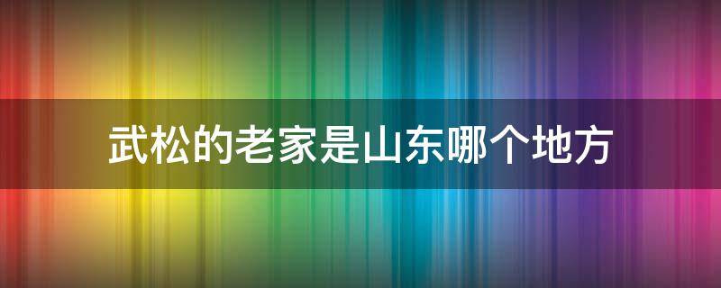 武松的老家是山东哪个地方（武松在山东哪个市县）