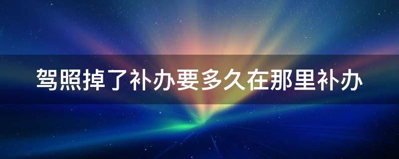 驾照掉了补办要多久在那里补办 驾照掉了补办需要多久