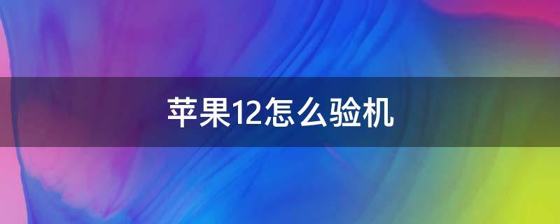 苹果12怎么验机（苹果12怎么验机是不是原装）