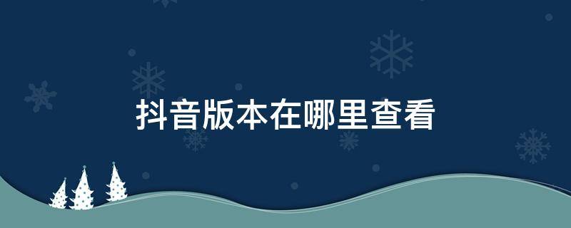 抖音版本在哪里查看 抖音在哪里查看最新版本