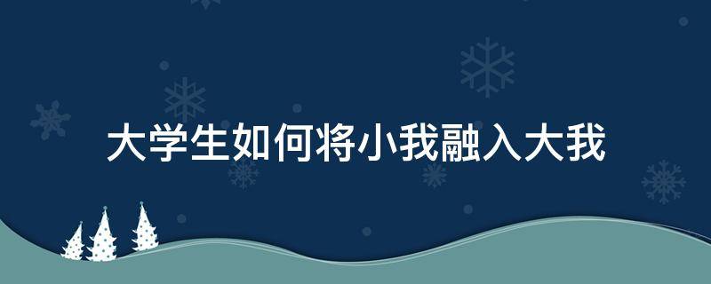 大学生如何将小我融入大我（大学生如何将小我融入大我论文）