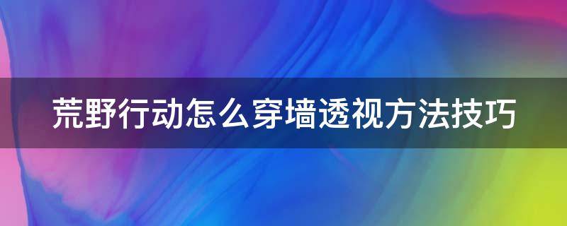 荒野行动怎么穿墙透视方法技巧 荒野行动怎么开透视挂