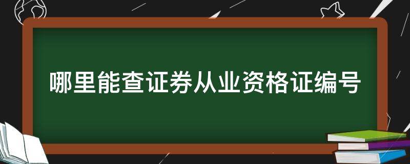 哪里能查证券从业资格证编号（证券从业资格证编号怎么查）