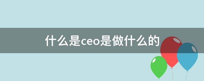 什么是ceo是做什么的（ceo主要是干什么的）